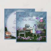 Wonderland Tee Party Bringen Sie eine Babybuchdusc Einladung (Vorne/Hinten)