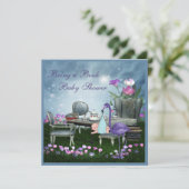 Wonderland Tee Party Bringen Sie eine Babybuchdusc Einladung (Stehend Vorderseite)