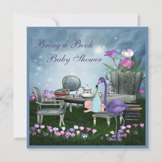 Wonderland Tee Party Bringen Sie eine Babybuchdusc Einladung (Vorderseite)