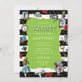 Wonderland Tee Party Lime Green Einladung (Vorderseite)