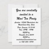 Wonderland The Mad Tee Party Alice Mad Hatter Einladung (Rückseite)