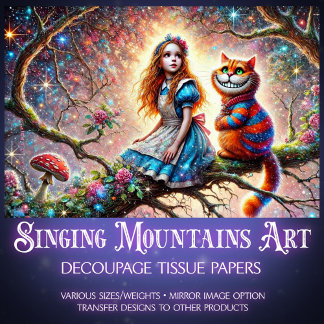 Wonderland Treetop Alice Cheshire Cat Decoupage Seidenpapier