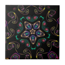 Wonderland verrückt kitty geometrisch schwarzen Sm Fliese