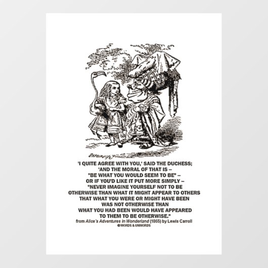 Wonderland wäre das, was man als Duchess sehen wür Fensteraufkleber (Blatt)