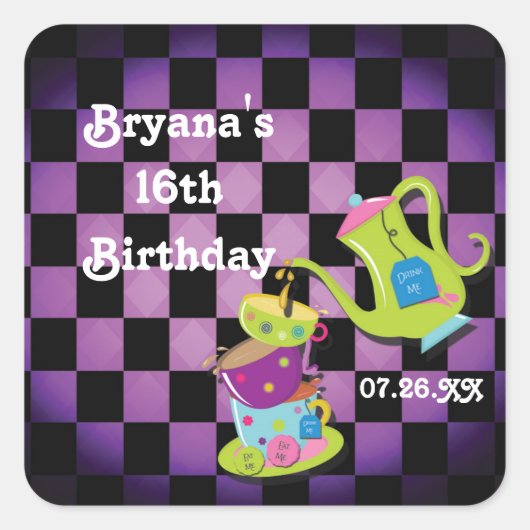 Wonderland Whimsical Mad Tee Party Sticker (Vorderseite)