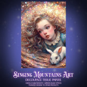 Wonderland Whimsy Alice and Rabbit Decoupage Seidenpapier