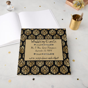 Wonderland Whimsy Black, Gold Wedbook Gästebuch
