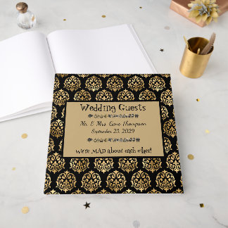Wonderland Whimsy Black, Gold Wedbook Gästebuch