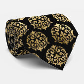 Wonderland Whimsy Black, Gold Wedding Krawatte (Gerollt)