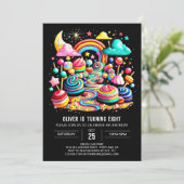 Wonderland Whimsy Candy Birthday Einladung (Stehend Vorderseite)