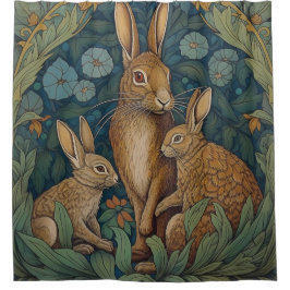 Wonderland Whimsy: Eine Familie von Hares Duschvorhang