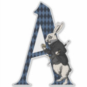 Wonderland White Rabbit Letter A Aufkleber (Vorderseite)