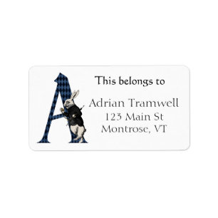 Wonderland White Rabbit Letter A Buchzeichen Adressaufkleber