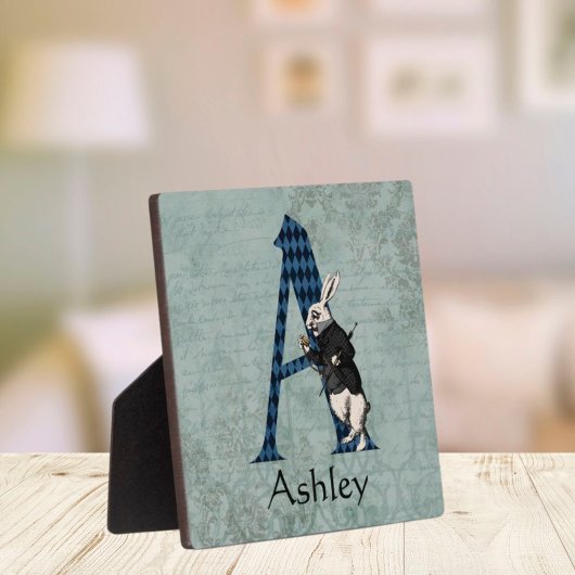 Wonderland White Rabbit Letter A Fotoplatte