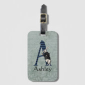 Wonderland White Rabbit Letter A Gepäckanhänger (Vorderseite Vertikal)