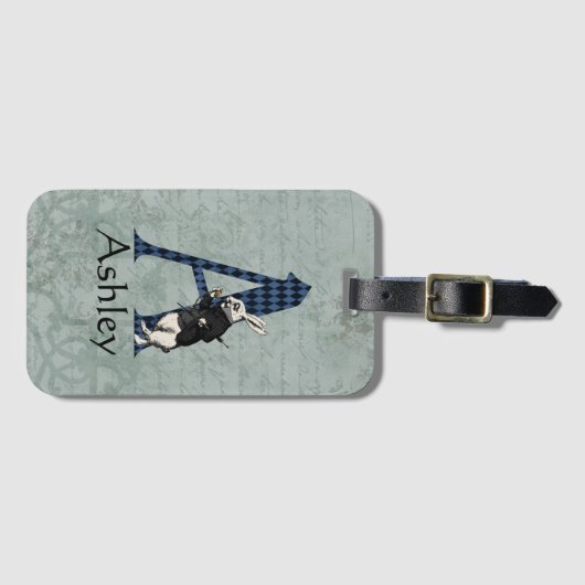 Wonderland White Rabbit Letter A Gepäckanhänger (Vorderseite (Horizontal))