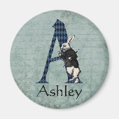 Wonderland White Rabbit Letter A Magnet (Vorne)