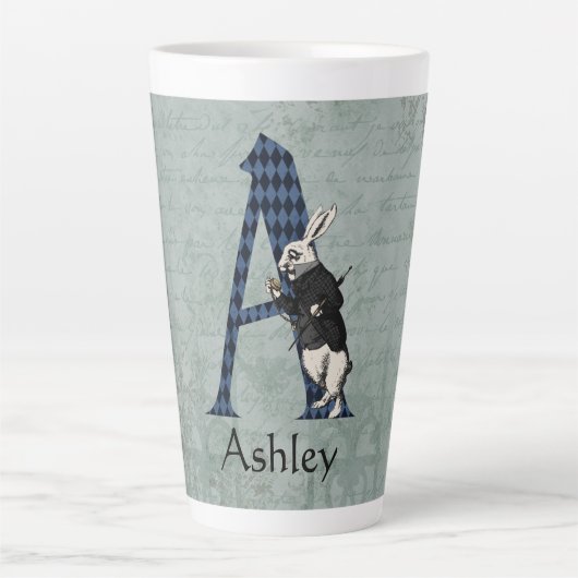 Wonderland White Rabbit Letter A Milchtasse (Vorderseite)