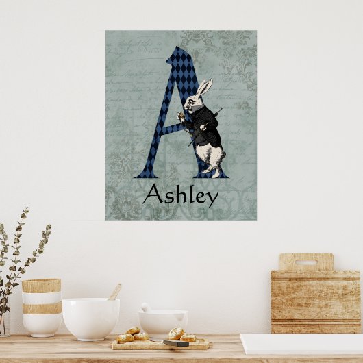 Wonderland White Rabbit Letter A Poster (Küche)