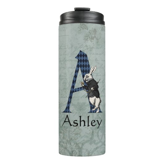 Wonderland White Rabbit Letter A Thermosbecher (Vorderseite)