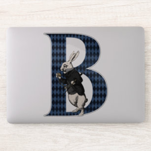 Wonderland White Rabbit Letter B Aufkleber