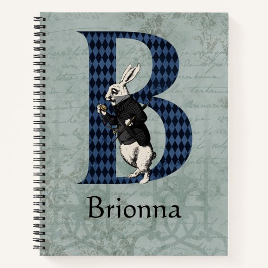Wonderland White Rabbit Letter B Bullet Journal Notizblock (Vorderseite)