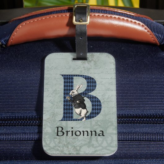 Wonderland White Rabbit Letter B Gepäckmarke Gepäckanhänger (Vorderseite Insitu 2)