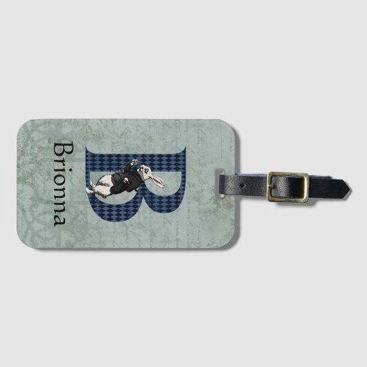 Wonderland White Rabbit Letter B Gepäckmarke Gepäckanhänger (Vorderseite (Horizontal))
