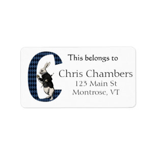 Wonderland White Rabbit Letter C Buchzeichen Adressaufkleber