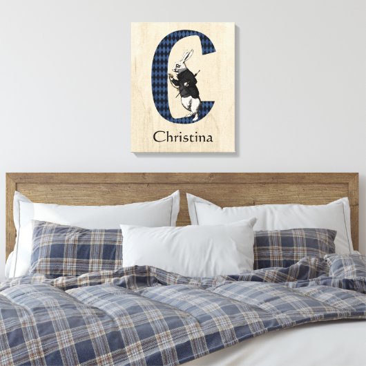 Wonderland White Rabbit Letter C Canvas Print Leinwanddruck (Insitu (Schlafzimmer))