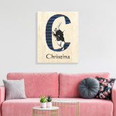 Wonderland White Rabbit Letter C Canvas Print Leinwanddruck (Insitu (Wohnzimmer))
