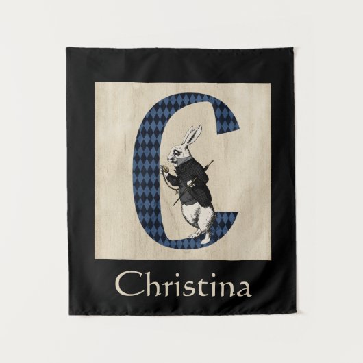 Wonderland White Rabbit Letter C Wandteppich (Vorderseite)