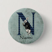 Wonderland White Rabbit Letter N Button (Vorderseite)