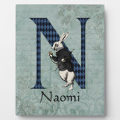 Wonderland White Rabbit Letter N Fotoplatte (Vorderseite)