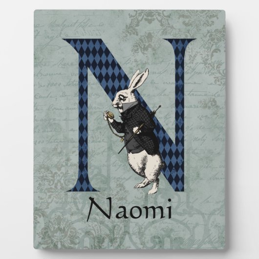 Wonderland White Rabbit Letter N Fotoplatte (Vorderseite)