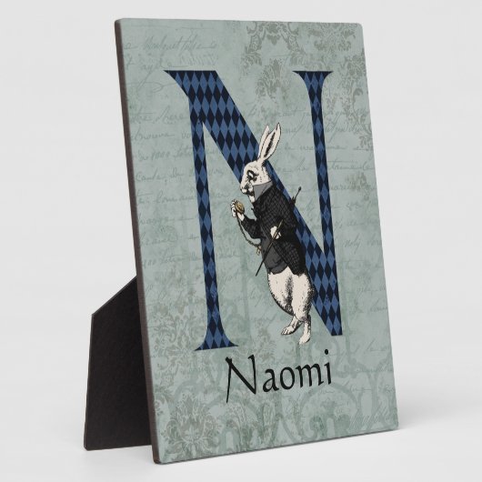 Wonderland White Rabbit Letter N Fotoplatte (Seite)