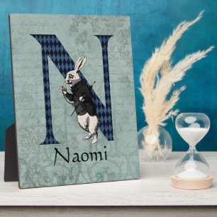 Wonderland White Rabbit Letter N Fotoplatte