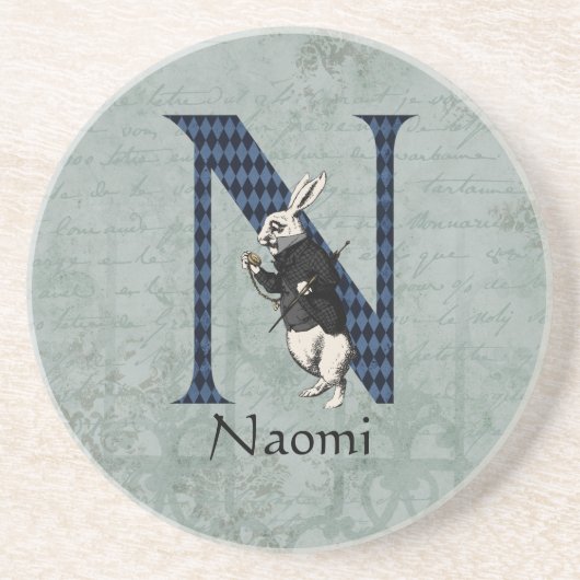 Wonderland White Rabbit Letter N Getränkeuntersetzer (Vorne)