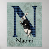 Wonderland White Rabbit Letter N Poster (Vorne)