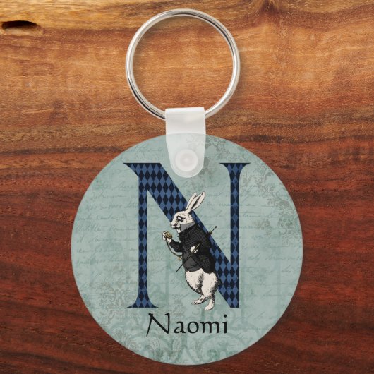 Wonderland White Rabbit Letter N Schlüsselanhänger (Vorderseite)