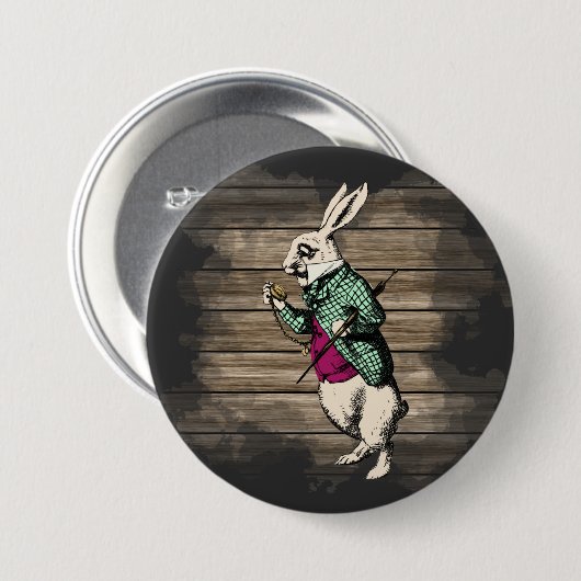 Wonderland White Rabbit Minze Button (Vorne & Hinten)