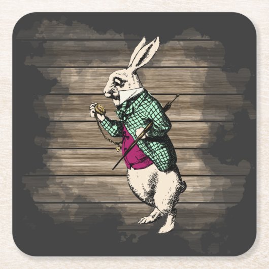 Wonderland White Rabbit Minze Rechteckiger Pappuntersetzer (Vorderseite)