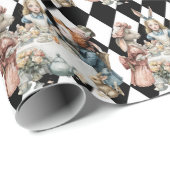 Wonderland with Black White Diamonds Birthday Geschenkpapier (Rolleneckpunkt)