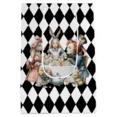 Wonderland with Black White Diamonds Birthday Mittlere Geschenktüte (Rückseite)