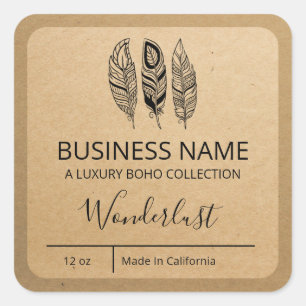 Wonderlust Boho Kraft Paper Seife Bar Labels Quadratischer Aufkleber