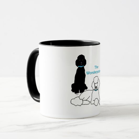 Wonderpoodles Tasse mit farbigem Griff (Vorderseite Links)
