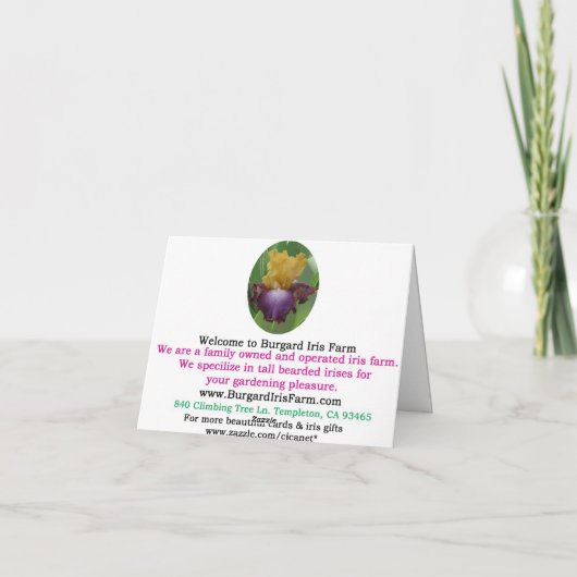 "WONDERS NIEMALS CEASE" Blank Iris Note Card Karte (Rückseite)