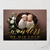 Wonders | Twins Holiday Foil Birth Ankündigung (Vorderseite)