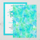 Wondroms Wasserfarben Pool Party Einladung (Vorne/Hinten)