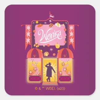 Wonka Candy Store Grafik Quadratischer Aufkleber